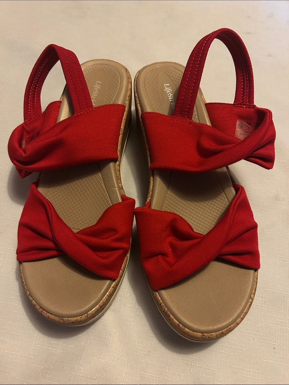 Life Stride Red Knotted Slingback Sandals
